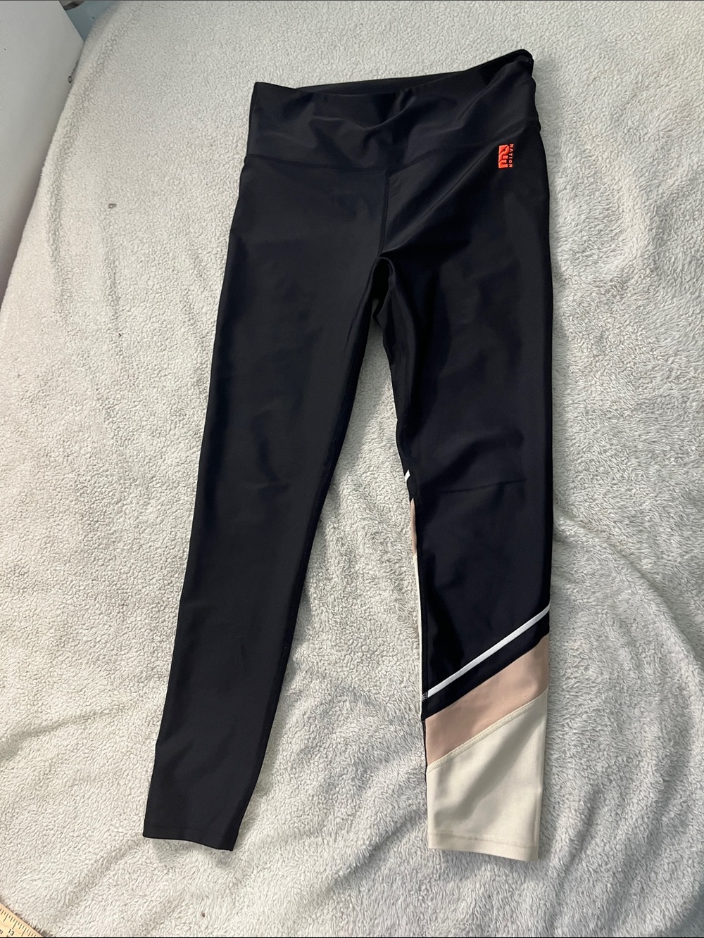 P.E Nation Black Leggings with Cream & Tan Colorblock Ankle B030